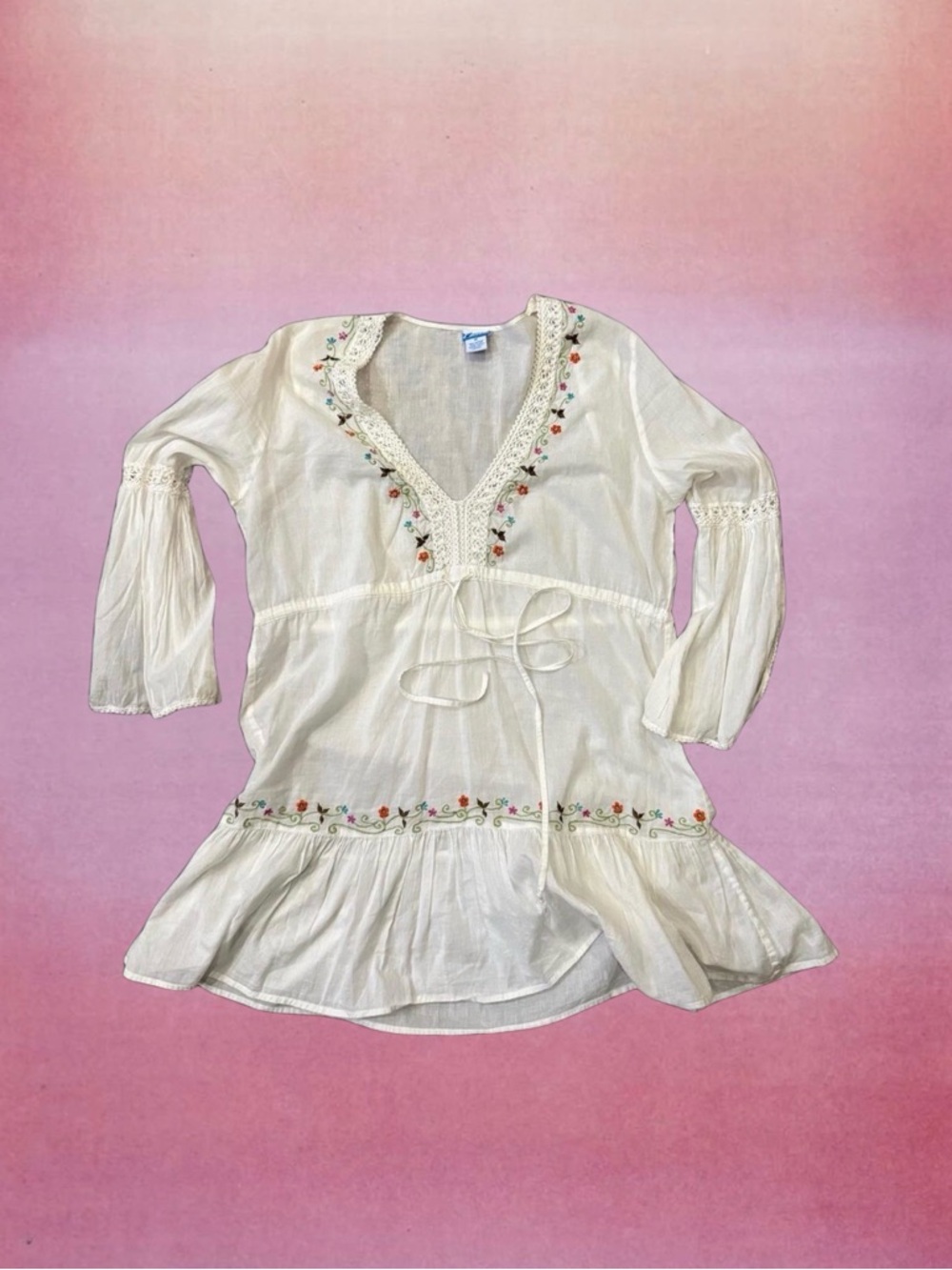 Ivory Embroidered Boho Tunic